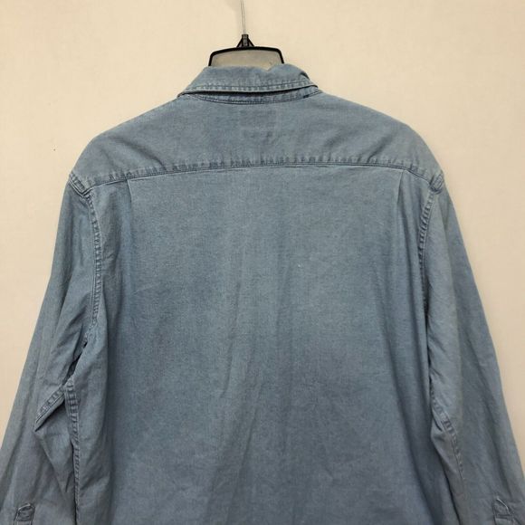 Wrangler Men Flex For Comfort Button Blue Denim Shirt Size Extra Large B219 -21 - Picture 13 of 14